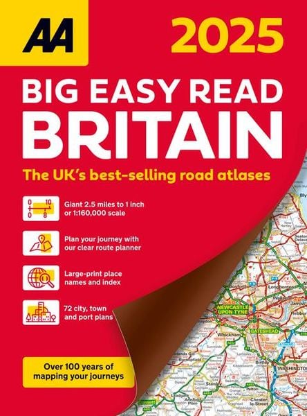 Produktbild: AA Big Easy Read Atlas Britain 2025 Spiral