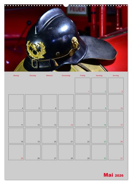 Produktbild: Alte Feuerwehrhelme - Terminplaner (hochwertiger Premium Wandkalender 2026 DIN A2 hoch), Kunstdruck in Hochglanz