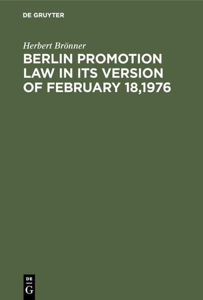 Produktbild: Berlin promotion law in its version of February 18,1976