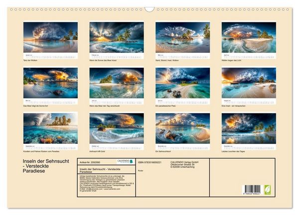 Produktbild: Inseln der Sehnsucht - Versteckte Paradiese (Wandkalender 2026 DIN A2 quer), CALVENDO Monatskalender
