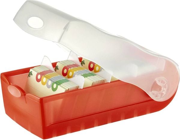 Produktbild: HAN CROCO 998-617 Karteibox Transluzent, Rot max. Anzahl der Karten: 500 Karten DIN A8 quer inkl. 100 linierten Karten