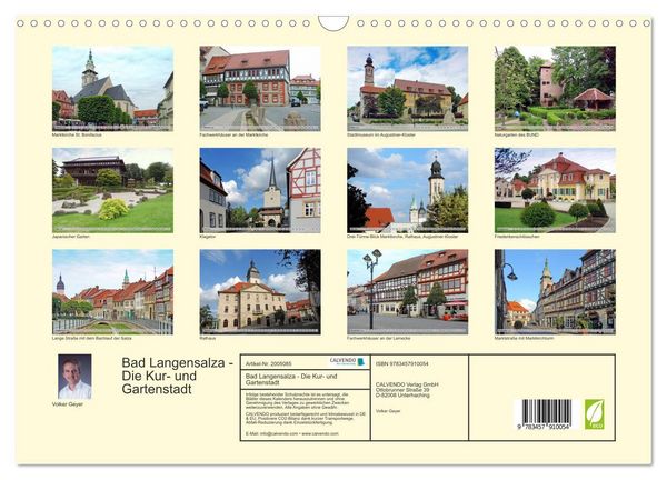 Produktbild: Bad Langensalza - Die Kur- und Gartenstadt (Wandkalender 2026 DIN A3 quer), CALVENDO Monatskalender