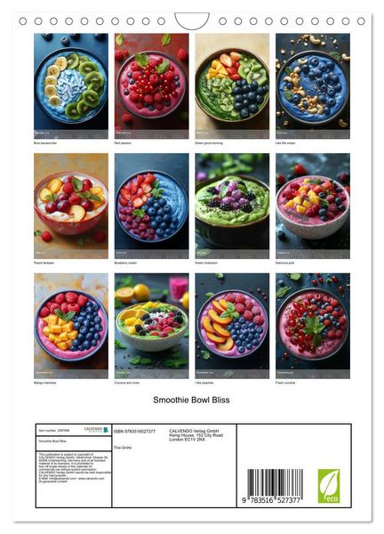 Produktbild: Smoothie Bowl Bliss (Wall Calendar 2026 DIN A4 portrait), CALVENDO 12 Month Wall Calendar