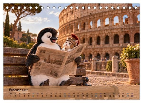 Produktbild: Pinguins gro&szlig;e Weltreise (Tischkalender 2027 DIN A5 quer), CALVENDO Monatskalender