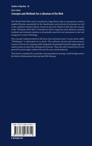 Produktbild: Concepts and Methods for a Librarian of the Web