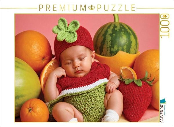 CALVENDO Puzzle Süßes Erdbeerbaby | 1000 Teile Lege-Größe 64x48cm Foto-Puzzle für glückliche Stunden
