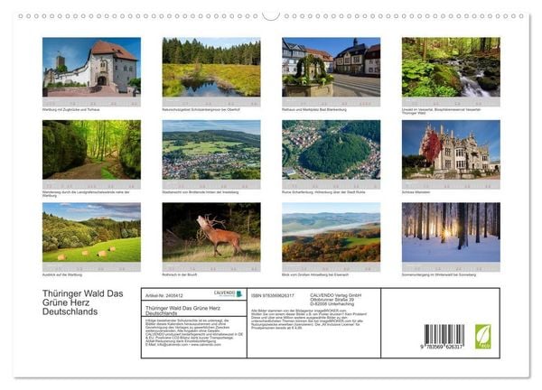 Produktbild: Th&uuml;ringer Wald Das Gr&uuml;ne Herz Deutschlands (hochwertiger Premium Wandkalender 2027 DIN A2 quer), Kunstdruck in Hochglanz