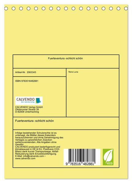 Produktbild: Fuerteventura -schlicht sch&ouml;n (Tischkalender 2026 DIN A5 hoch), CALVENDO Monatskalender