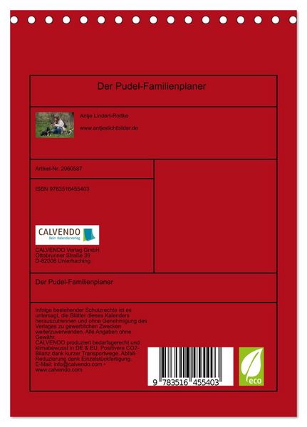 Produktbild: Der Pudel-Familienplaner (Tischkalender 2026 DIN A5 hoch), CALVENDO Monatskalender