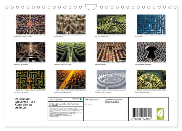 Produktbild: Im Bann der Labyrinthe - Die Kunst sich zu verlieren (Wandkalender 2026 DIN A4 quer), CALVENDO Monatskalender