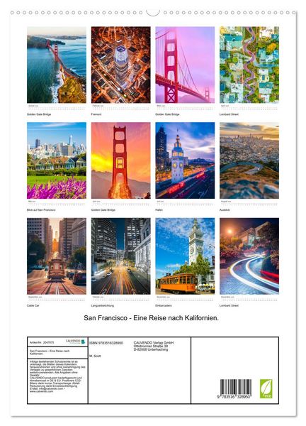 Produktbild: San Francisco - Eine Reise nach Kalifornien. (hochwertiger Premium Wandkalender 2026 DIN A2 hoch), Kunstdruck in Hochglanz