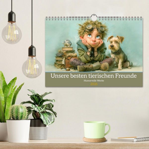 Produktbild: Unsere besten tierischen Freunde - Humorvolle Werke (Wandkalender 2026 DIN A4 quer), CALVENDO Monatskalender