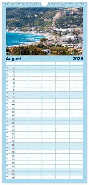 Produktbild: Familienplaner 2026 - Griechenland - Zauberhaftes Kos mit 5 Spalten (Wandkalender, 21 x 45 cm) CALVENDO