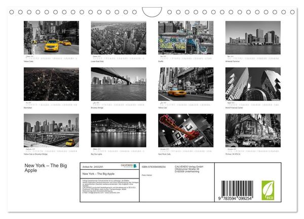 Produktbild: New York &ndash; The Big Apple (Wandkalender 2027 DIN A4 quer), CALVENDO Monatskalender
