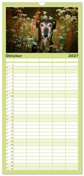 Produktbild: Familienplaner 2027 - Der Windhundekalender mit 5 Spalten (Wandkalender, 21 x 45 cm) CALVENDO