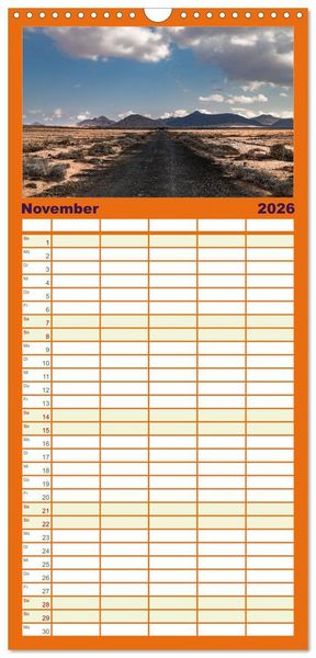 Produktbild: Familienplaner 2026 - Fuerteventura - Reise &uuml;ber die Vulkaninsel mit 5 Spalten (Wandkalender, 21 x 45 cm) CALVENDO