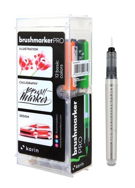 Produktbild: KARIN Marker Brushmarker PRO Basic Colours + blender, 12 Farben
