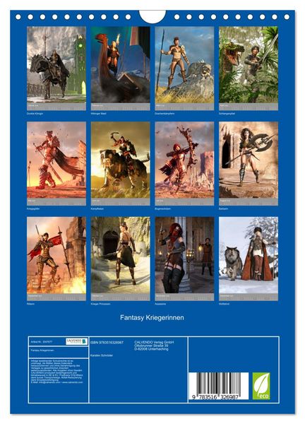 Produktbild: Fantasy Kriegerinnen (Wandkalender 2026 DIN A4 hoch), CALVENDO Monatskalender