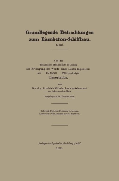 Produktbild: Grundlegende Betrachtungen zum Eisenbeton-Schiffbau