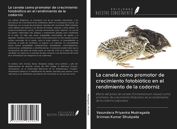 Produktbild: La canela como promotor de crecimiento fotobi&oacute;tico en el rendimiento de la codorniz