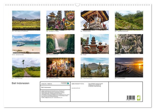 Produktbild: Bali Indonesien (Wandkalender 2026 DIN A2 quer), CALVENDO Monatskalender