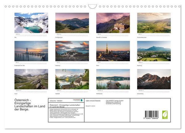 Produktbild: &Ouml;sterreich - Einzigartige Landschaften im Land der Berge. (Wandkalender 2026 DIN A3 quer), CALVENDO Monatskalender