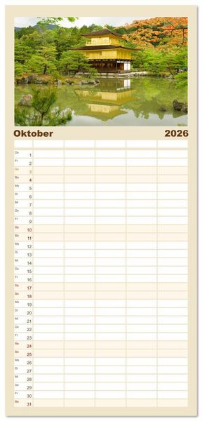 Produktbild: Familienplaner 2026 - G&auml;rten in Japan mit 5 Spalten (Wandkalender, 21 x 45 cm) CALVENDO