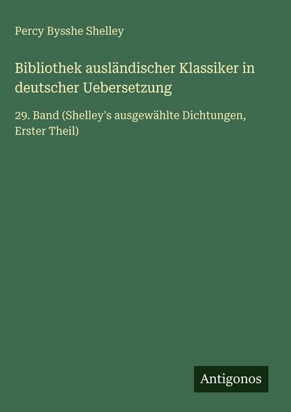 Produktbild: Bibliothek ausl&auml;ndischer Klassiker in deutscher Uebersetzung