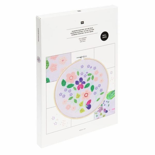Produktbild: Diamond Painting DIY-Set, Bild auf Leinwand, Schimmernde Blumen // &Oslash; 20 cm. 19-teilig