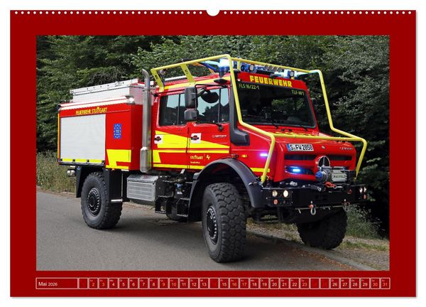 Produktbild: Unimog bei der Feuerwehr (hochwertiger Premium Wandkalender 2026 DIN A2 quer), Kunstdruck in Hochglanz