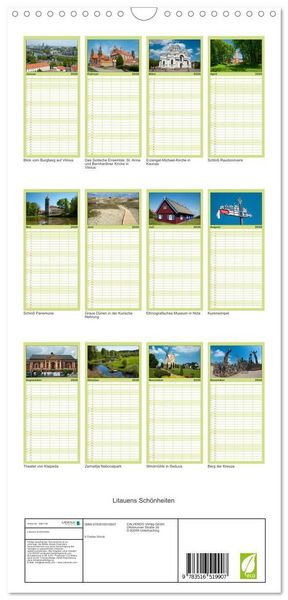 Produktbild: Familienplaner 2026 - Litauens Sch&ouml;nheiten mit 5 Spalten (Wandkalender, 21 x 45 cm) CALVENDO