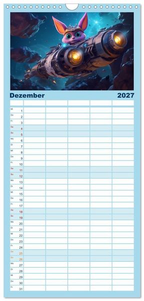 Produktbild: Familienplaner 2027 - Spannendes Weltraumabenteuer mit 5 Spalten (Wandkalender, 21 x 45 cm) CALVENDO