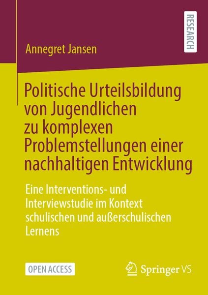 Produktbild: Politische Urteilsbildung von Jugendlichen zu komplexen Problemstellungen einer nachhaltigen Entwicklung
