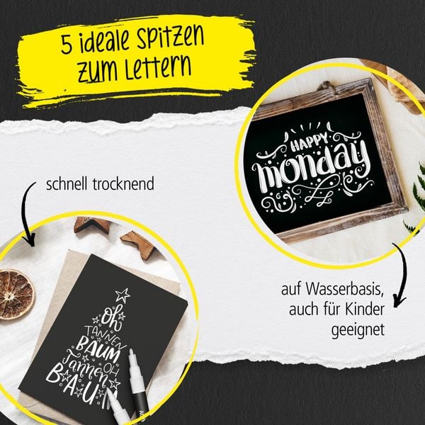 Produktbild: ONLINE Acrylmarker White Lettering 5 St&uuml;ck Kartonetui