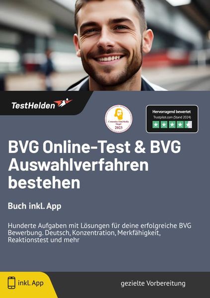 Produktbild: BVG Online-Test : & BVG Auswahlverfahren bestehen: Buch inkl. App - Hunderte Auf