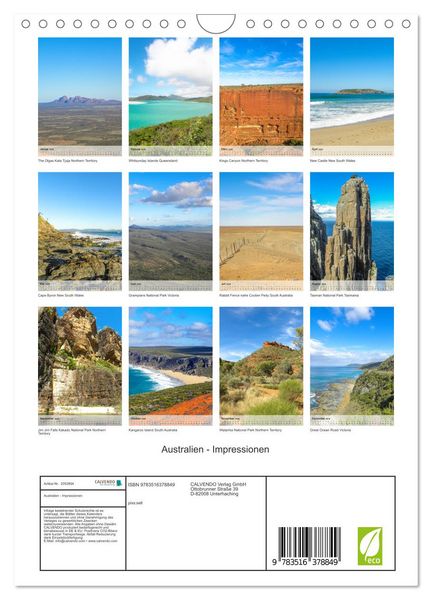 Produktbild: Australien - Impressionen (Wandkalender 2026 DIN A4 hoch), CALVENDO Monatskalender