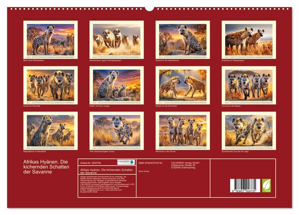 Produktbild: Afrikas Hy&auml;nen. Die kichernden Schatten der Savanne (hochwertiger Premium Wandkalender 2026 DIN A2 quer), Kunstdruck in Hochglanz