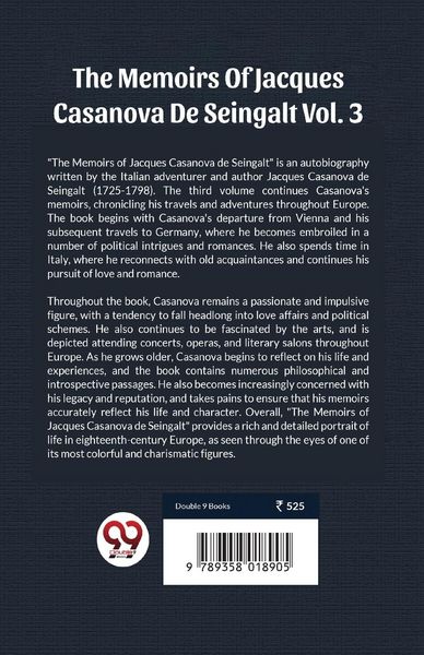 Produktbild: The Memoirs Of Jacques Casanova De Seingalt Vol. 3