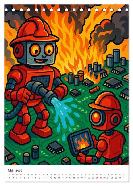 Produktbild: Robo-Champs: Witz trifft auf Chip (Tischkalender 2026 DIN A5 hoch), CALVENDO Monatskalender