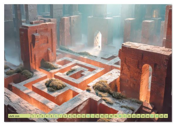 Produktbild: Labyrinthe - Der Fantasie (Tischkalender 2026 DIN A5 quer), CALVENDO Monatskalender