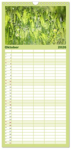 Produktbild: Familienplaner 2026 - 12 Farben Kunst und K&uuml;che mit 5 Spalten (Wandkalender, 21 x 45 cm) CALVENDO