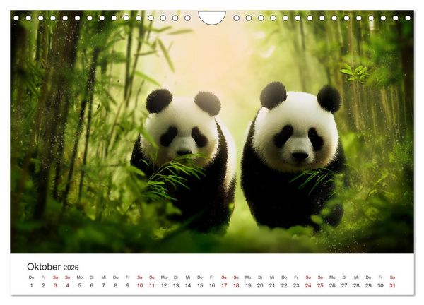 Produktbild: Schwarz auf Wei&szlig; - Der Panda-Kalender (Wandkalender 2026 DIN A4 quer), CALVENDO Monatskalender