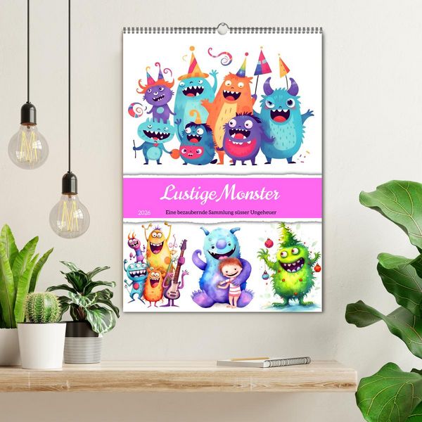 Produktbild: Lustige Monster - Eine bezaubernde Sammlung s&uuml;sser Ungeheuer (Wandkalender 2026 DIN A2 hoch), CALVENDO Monatskalender