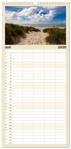 Produktbild: Familienplaner 2026 - Sylt - Strandspaziergang mit 5 Spalten (Wandkalender, 21 x 45 cm) CALVENDO
