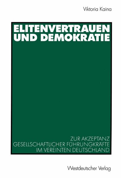Produktbild: Elitenvertrauen und Demokratie