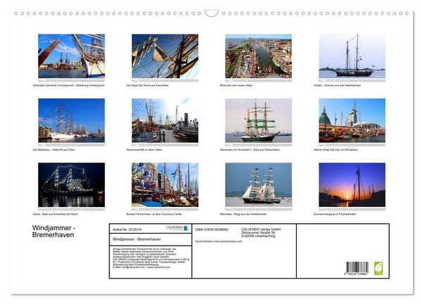 Produktbild: Windjammer - Bremerhaven (Wandkalender 2026 DIN A2 quer), CALVENDO Monatskalender