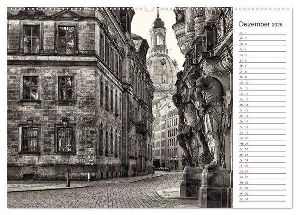 Produktbild: Dresden Schwarz-Wei&szlig; (Wandkalender 2026 DIN A2 quer), CALVENDO Monatskalender