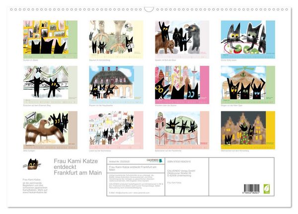 Produktbild: Frau Kami Katze entdeckt Frankfurt am Main (Wandkalender 2026 DIN A2 quer), CALVENDO Monatskalender