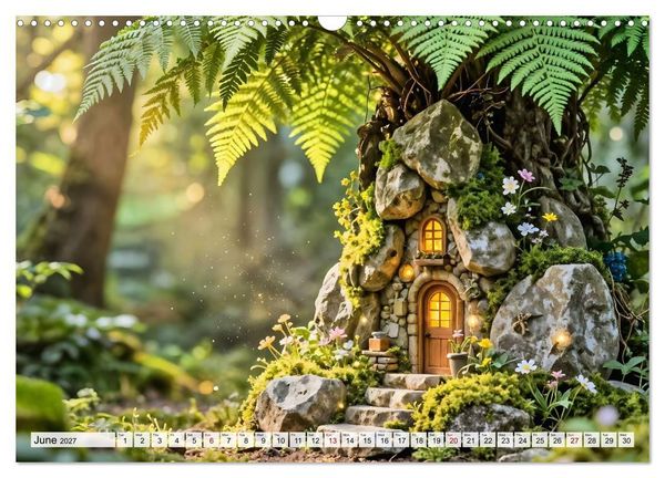 Produktbild: Where the Fairies Dwell - A year of hidden forest homes and gentle magic (Wall Calendar 2027 DIN A3 landscape), CALVENDO 12 Month Wall Calendar