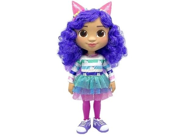 Produktbild: Gabby’s Dollhouse, Interaktive Party Gabby, 33cm große Puppe mit Geräuscheffekten und Katzenohren zum Wenden